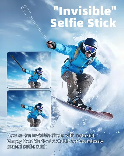 Miniatura 3 de Palo selfie extra largo de 118 pulgadas, palo selfie invisible de 10 pies, aluminio compatible con Insta360 X5/X4/X3 ONEX2/RS, Gopro, DJI Osmo