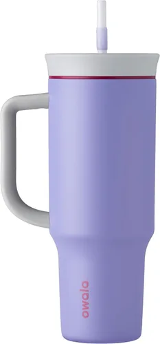 Miniatura 10 de Owala Vaso de viaje aislado de acero inoxidable de triple capa con tapa resistente a derrames, popote y asa de transporte, sin BPA, 40 onzas