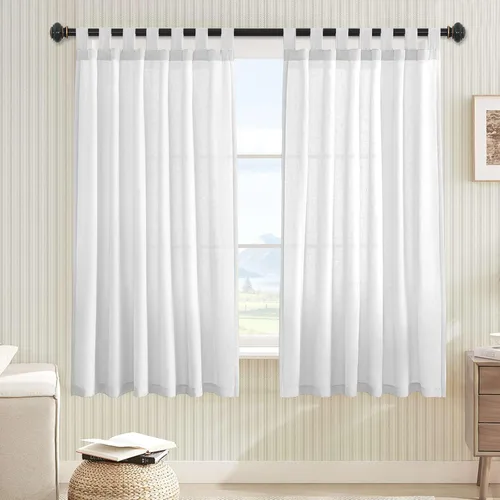 Miniatura 44 de H.VERSAILTEX - Cortinas de lino mezclado con pestaña superior para sala de estar/dormitorio - Elegantes tratamientos de ventana con filtro de luz