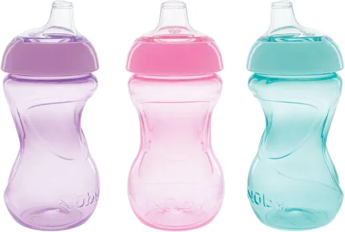 Miniatura 6 de Nuby Mini Gripper No-Spill Baby Sippy Cups with Soft Spout - (3 Pack) 6 oz - 6+ Months - Pink/Purple/Aqua