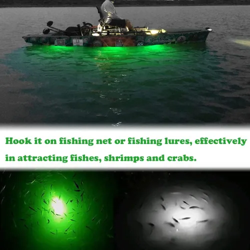 Miniatura 2 de Paquete de 10 luces LED de caída profunda de pesca, luces LED estroboscópicas intermitentes de colores, luz de pesca subacuática, atractantes Verde