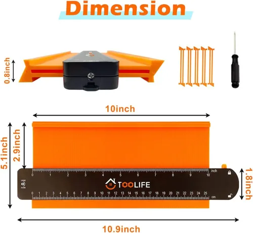 Miniatura 8 de TOOLIFE Medidor de contorno, regalos de Navidad para hombres, papá, marido, herramientas de carpintería para pisos, carpintería, rellenos