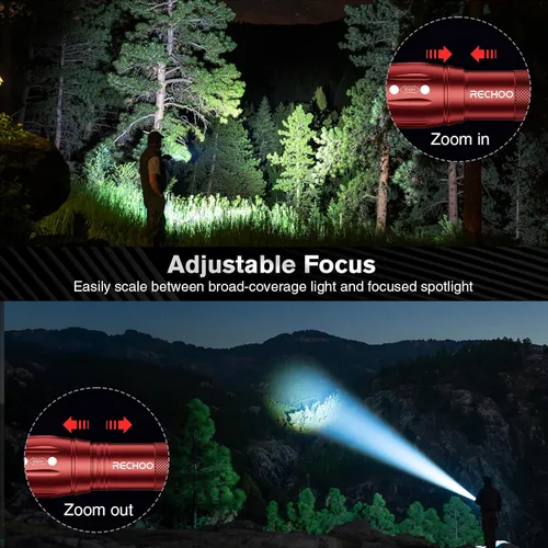 Miniatura 3 de RECHOO Paquete de 2 linternas LED rojas, linternas tácticas de alto lúmenes con 3 modos, linterna pequeña de bolsillo, linternas impermeables