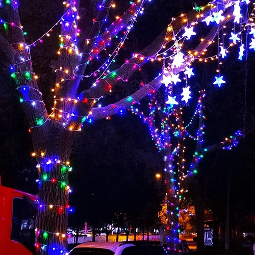 Miniatura 8 de JMEXSUSS Luces de Navidad multicolor que funcionan con pilas con 8 modos de control remoto, impermeables, 33 pies, 100 luces LED de Navidad