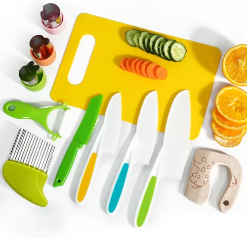 Miniatura 9 de 26 piezas de juego de cuchillos para niños, herramientas de cocina Montessori para niños pequeños para cocina real, juego de cuchillos libres de BPA