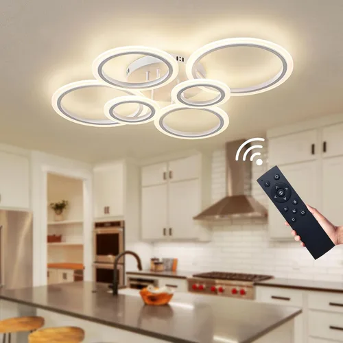 Miniatura 13 de Shine LUEST Lámpara de techo LED moderna de 34 W, 3000 K-6000 K regulable, accesorios de iluminación de techo para montaje en techo, 4 anillos