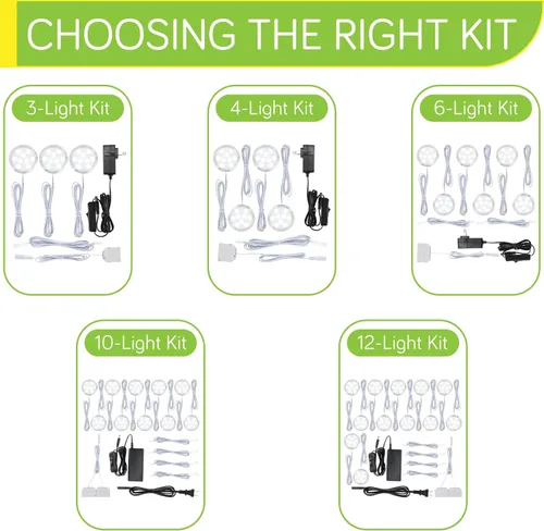 Miniatura 6 de Kit de iluminación LED de Meigour para debajo o encima del mostrador, iluminación de acento para gabinete de cocina, enchufe de pared con cable