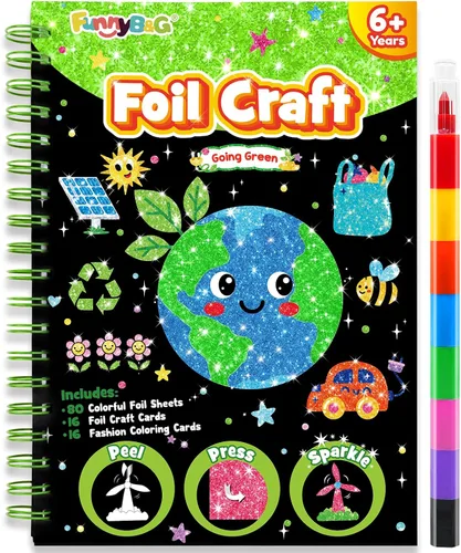 Miniatura 29 de FUNNYB&G Arte en papel de aluminio para niños - Manualidades de Navidad, regalos de fiesta, rellenos de calcetines para niños, suministros de arte