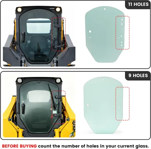 Miniatura 2 de KUAFU Cristal transparente para puerta compatible con John Deere 318D 318E 320D 320E 319D 323D 329E Minicargadora de rieles de repuesto