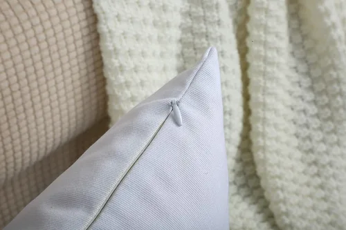 Miniatura 4 de TangDepot - Fundas de almohada decorativas hechas a mano 100% lona de algodón sólida, (22 x 22 pulgadas, blanco)
