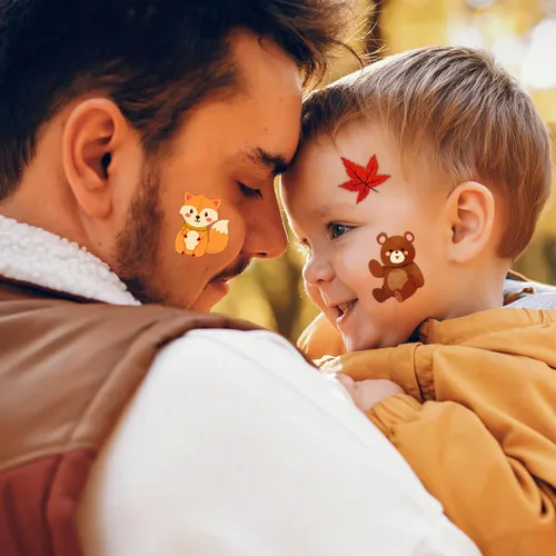 Miniatura 4 de 240 tatuajes temporales de otoño para niños, Acción de Gracias, impermeables, tatuajes de seguridad, la mejor opción para rellenar bolsas