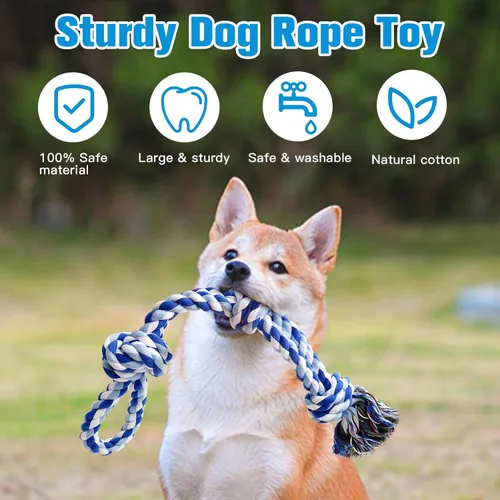 Miniatura 3 de UPSKY Juguetes de cuerda para perros 2 juguetes casi indestructibles para perros de raza mediana a grande, juguete de masticación/tracción dental