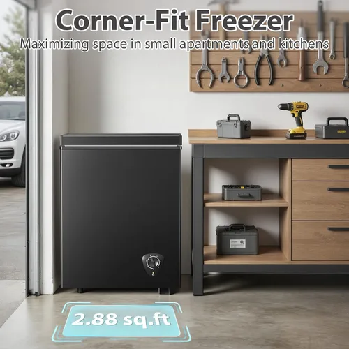 Miniatura 7 de Congelador vertical de 4.2 pies cúbicos LifePlus, arcón congelador pequeño con 7 configuraciones de temperatura, canasta removible y ruedas