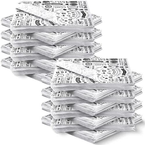 Miniatura 32 de 1000 piezas de hojas de papel encerado para delicatessen de 12 x 12 pulgadas, resistentes a la grasa, forros para bandejas canasta, papel de Blanco