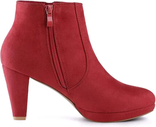 Miniatura 7 de Allegra K Botines de tacón grueso con cremallera lateral para mujer