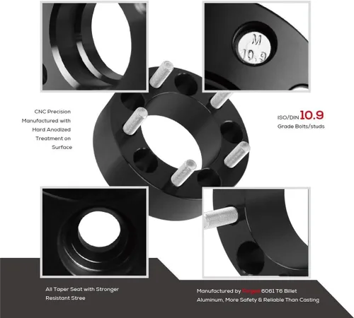 Miniatura 5 de 5 adaptadores de rueda de 5 x 4.5 a 5 x 5 para ruedas Je/ep Jk Wk Wj Xk en Tj Yj Kk Xj Mj Kj Zj, dynofit 0.197x4.500 in a 0.197x5.000 in 1.25