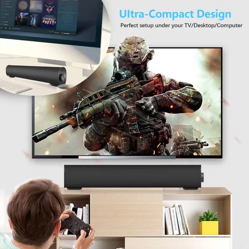 Miniatura 2 de Barra de Sonido Portátil para TV/PC, Altavoz Bluetooth 5.0 con Cable e Inalámbrico para Interiores y Exteriores con Control Remoto y Cable Coaxial