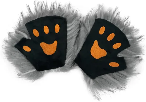 Miniatura 61 de Guantes de garra para disfraz de Halloween, medio dedo, lobo, oso, gato, guantes, guantes de piel sintética para mascarada, cosplay, utilería de mano