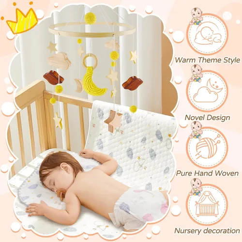 Miniatura 5 de Móvil de cuna para niños y niñas, móvil de cuna bohemio, móvil para cuna, hecho a mano, para habitación de niños, decoración de guardería