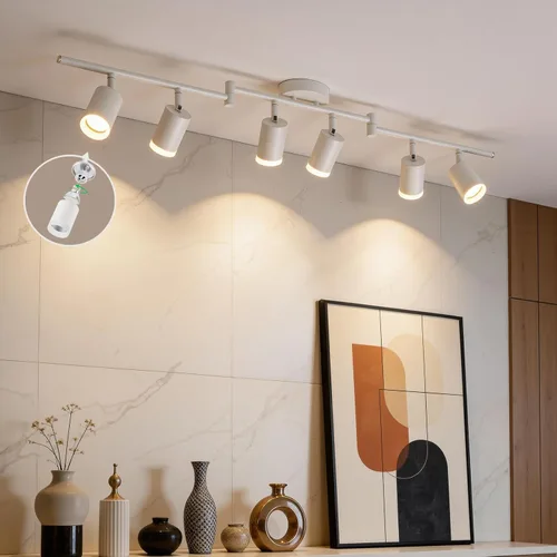 Miniatura 14 de Bojim Kit de Iluminación de Riel de 6 Luces Negras, Modernos Accesorios de Iluminación LED de Riel para Techo, Cabezal de Luz LED Flexiblemente Negro