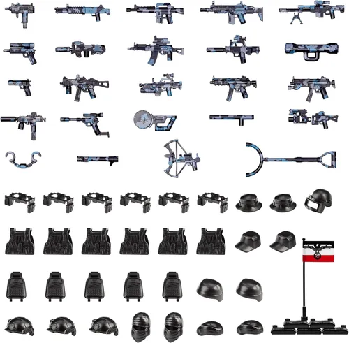 Miniatura 10 de 51 piezas de figuras de soldados de juguete, armas de camuflaje de Estados Unidos, juego de juguetes de batalla del ejército, paquete de armas, kits