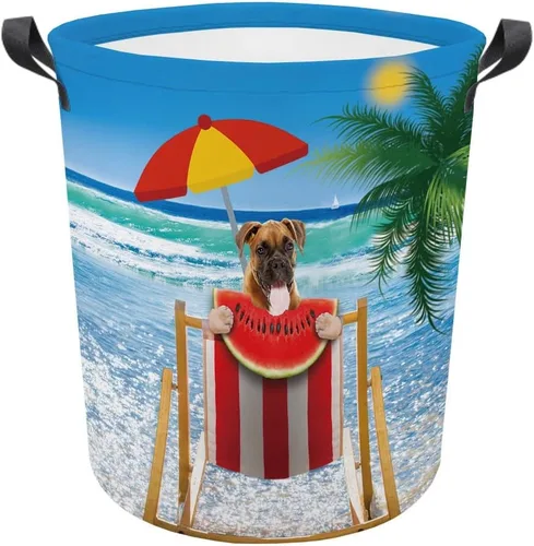 Miniatura 7 de Cesta plegable con estampado de perro, lindo Cavalier King Charles Spaniel Sandía con asa, caja de juguetes, bolsa de almacenamiento