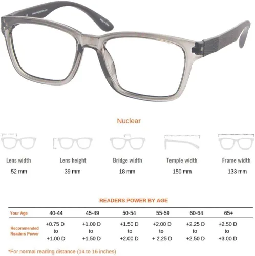 Miniatura 3 de ProEyes Gafas de lectura nucleares progresivas de corte azul, brazos similares a la madera, 0 poder en la lente superior, antirreflejantes