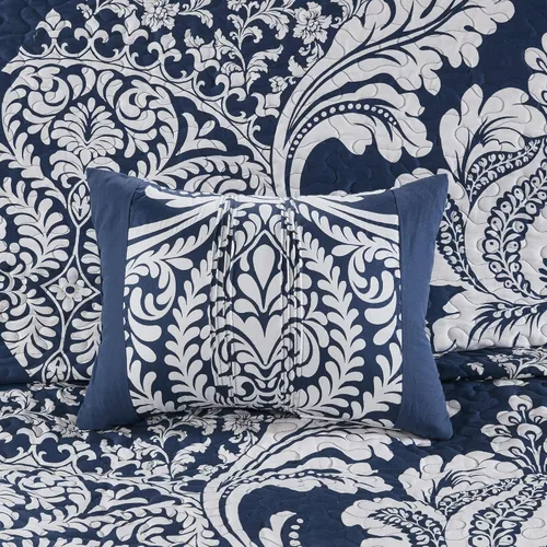 Miniatura 10 de Madison Park Vienna - Edredón reversible de algodón, diseño de costuras de lujo para todas las estaciones, colcha transpirable, fundas de almohada