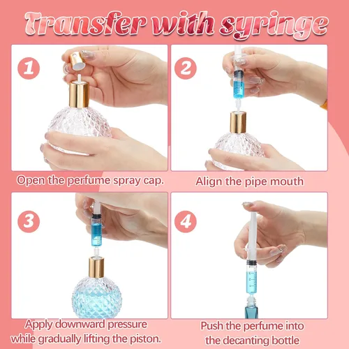 Miniatura 4 de Geiserailie Paquete de 6 herramientas de repuesto de perfume de 0.2 fl oz, juego de repuesto de jeringa de perfume con tubo de plástico, mini