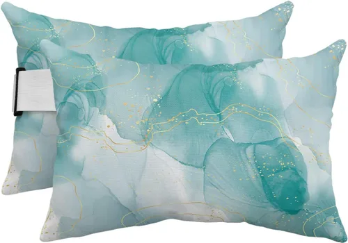 Miniatura 28 de PIEPLE Blue Flower - Almohada rectangular para reposacabezas para exteriores e interiores, 11 x 16 pulgadas, relleno de poliéster, impermeable