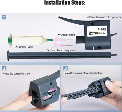 Miniatura 3 de Extrusora de pasta de soldadura K2208 con boquillas de 0.051 in, dispensador de pegamento de flujo de soldadura semiautomático portátil