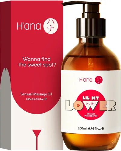 H'ana Aceite de masaje sensual para una cita nocturna, suave calentamiento, calmante e hidratante, fabricado con aceite corporal de vainilla 100%