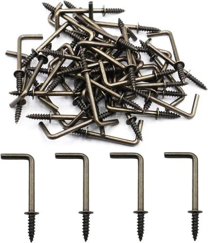 Miniatura 5 de Ganchos de tornillo de 2 pulgadas 1 forma L gancho 7 forma de tornillo en ganchos negros 20 piezas