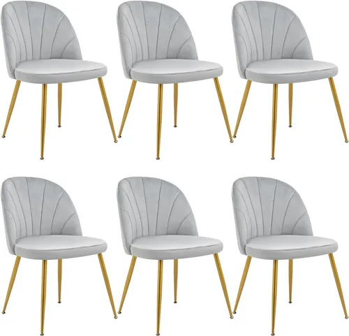 Miniatura 19 de Juego de 4 sillas de comedor de terciopelo, sillas de comedor modernas tapizadas de mediados de siglo, silla de acento sin brazos con patas doradas