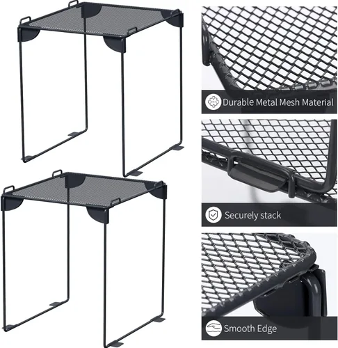 Miniatura 4 de Neudeco Estante de malla para casillero, organizador apilable extra alto, plegable y construcción de metal, se adapta a casilleros escolares