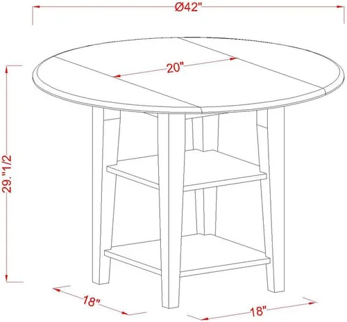 Miniatura 10 de East West Furniture SUNO3-LWH-W - Juego de muebles de comedor de 3 piezas contiene una mesa de cocina redonda con gotas y estantes y 2 sillas