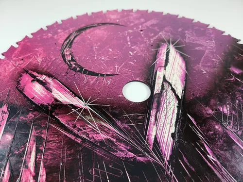 Miniatura 7 de Double Sided Saw blade Painting in Purple Colors of Fantasy Landscape scenes Flip Sides by artist Jason Girard