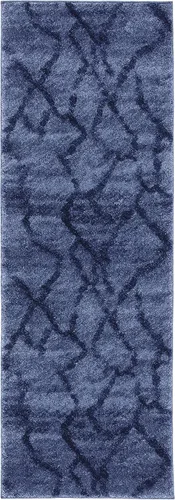 Miniatura 3 de SAFAVIEH Retro Collection - Alfombra para pasillo, 2 pies 3 pulgadas x 11 pies, azul y azul oscuro, diseño abstracto moderno, no desprende pelusa