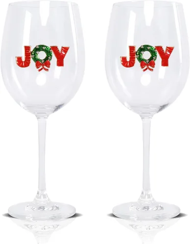 Miniatura 11 de Vipush Juego de Copas de Vino Navideñas de 4 - 18 Oz Vasos para Beber con Cristal Navideño sin Tallo Copas de Vino de Vacaciones Regalo Cristalería