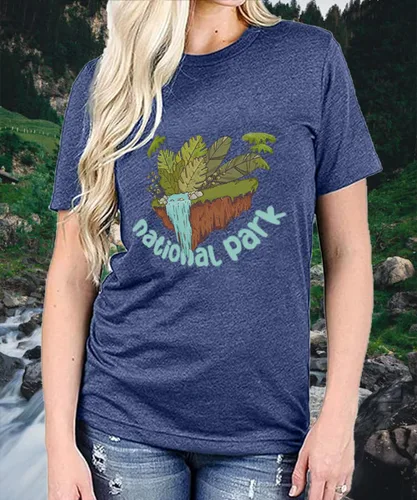 Miniatura 101 de Camisetas sin mangas de senderismo y montaña para mujer, divertidas camisetas de entrenamiento con gráficos de pino y amanecer, camisetas de verano