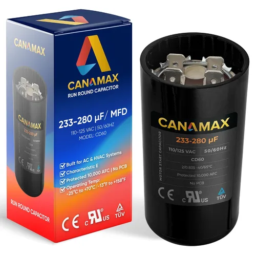 Miniatura 29 de 108-130 uf 108/130 MFD 110-125 VCA Voltios CD60 Condensador de arranque de motor redondo 50/60 Hz AC Eléctrico - Compatible con condensadores