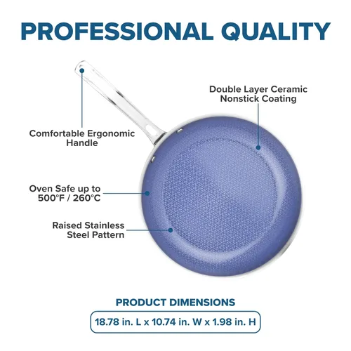 Miniatura 5 de Viking Hybrid Plus - Sartén antiadherente de cerámica de 3 capas, fabricada sin PFAS, utensilios de cocina de inducción de 10 pulgadas, seguro