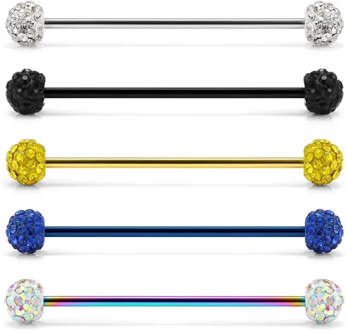 Miniatura 11 de Ruifan Piercings de 14 g de acero inoxidable Industrial Barbell para cartílago de la oreja joyería1 1/2 pulgadas (38 mm)