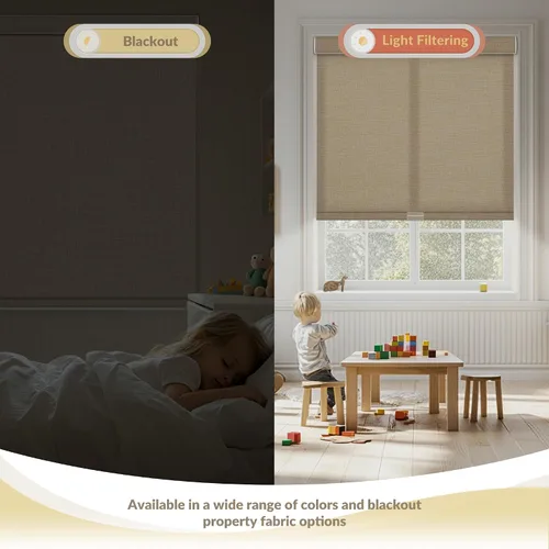 Miniatura 4 de Persianas enrollables opacas para ventanas, sin cordones, cortinas enrollables de lino con aislamiento térmico y protección UV, persianas y cortinas