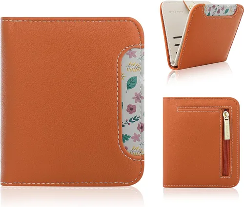 Miniatura 10 de Billetera pequeña para mujer, con bloqueo RFID, de piel, plegable, para tarjetas de crédito, con ventana de identificación, con cremallera, bolsillo