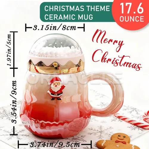 Miniatura 2 de Taza de Navidad, lindas tazas de té de cerámica con tapa de Santa, taza novedosa para leche, café, chocolate caliente, regalo de Navidad