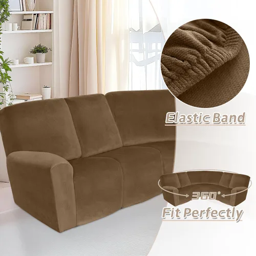 Miniatura 587 de Arfntevss Fundas de sofá seccional reclinable de terciopelo, Funda de sofá seccional de esquina para sofá reclinable, Funda elástica suave