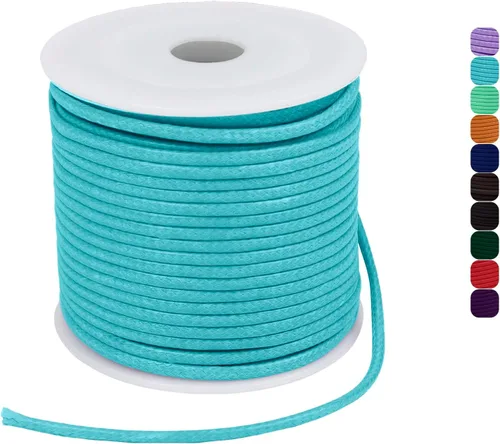 Miniatura 40 de CAMAL Cuerda de cera de 0.069 pulgadas para hacer pulseras, hilo encerado de 23 yardas para joyería y pulsera, cordón encerado para manualidades