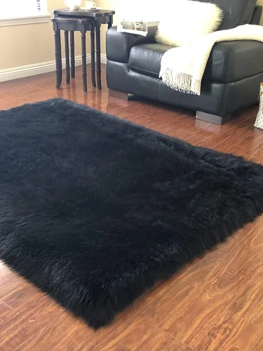 Miniatura 6 de LAMBZY Alfombra cuadrada de piel de oveja sintética, súper suave, hipoalergénica, de pelo de felpa de primera calidad