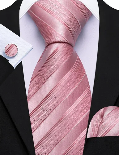 Miniatura 243 de Barry.Wang Juego de corbatas para hombre, corbata de seda a rayas, tejido a cuadros, gemelos formales, negocios, boda